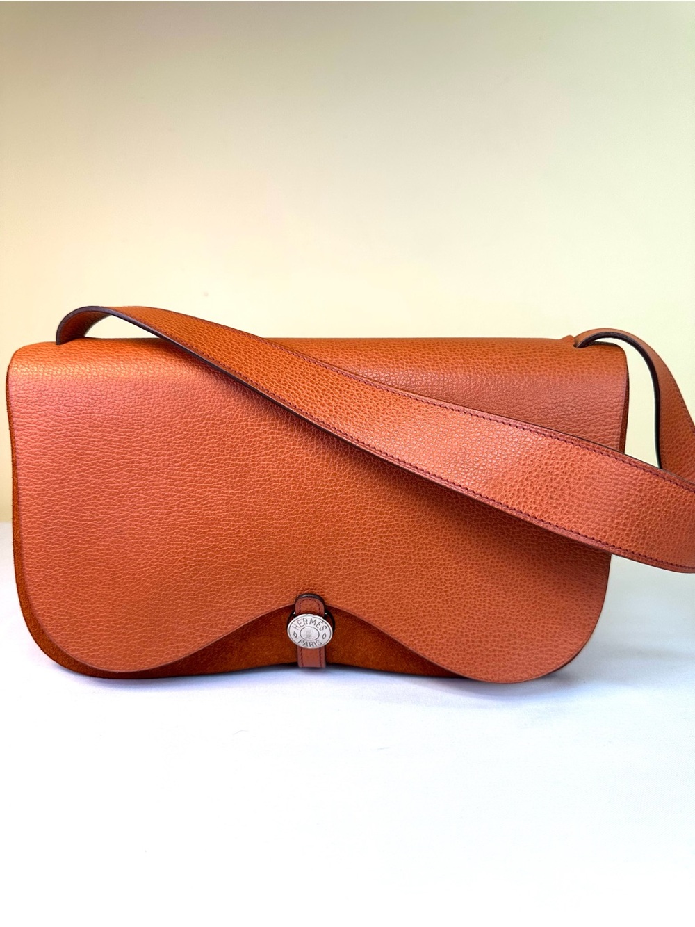 Hermes Colorado Vache Liegee Leather & Toile 12 Sac MM Leather Square I 2005 COA